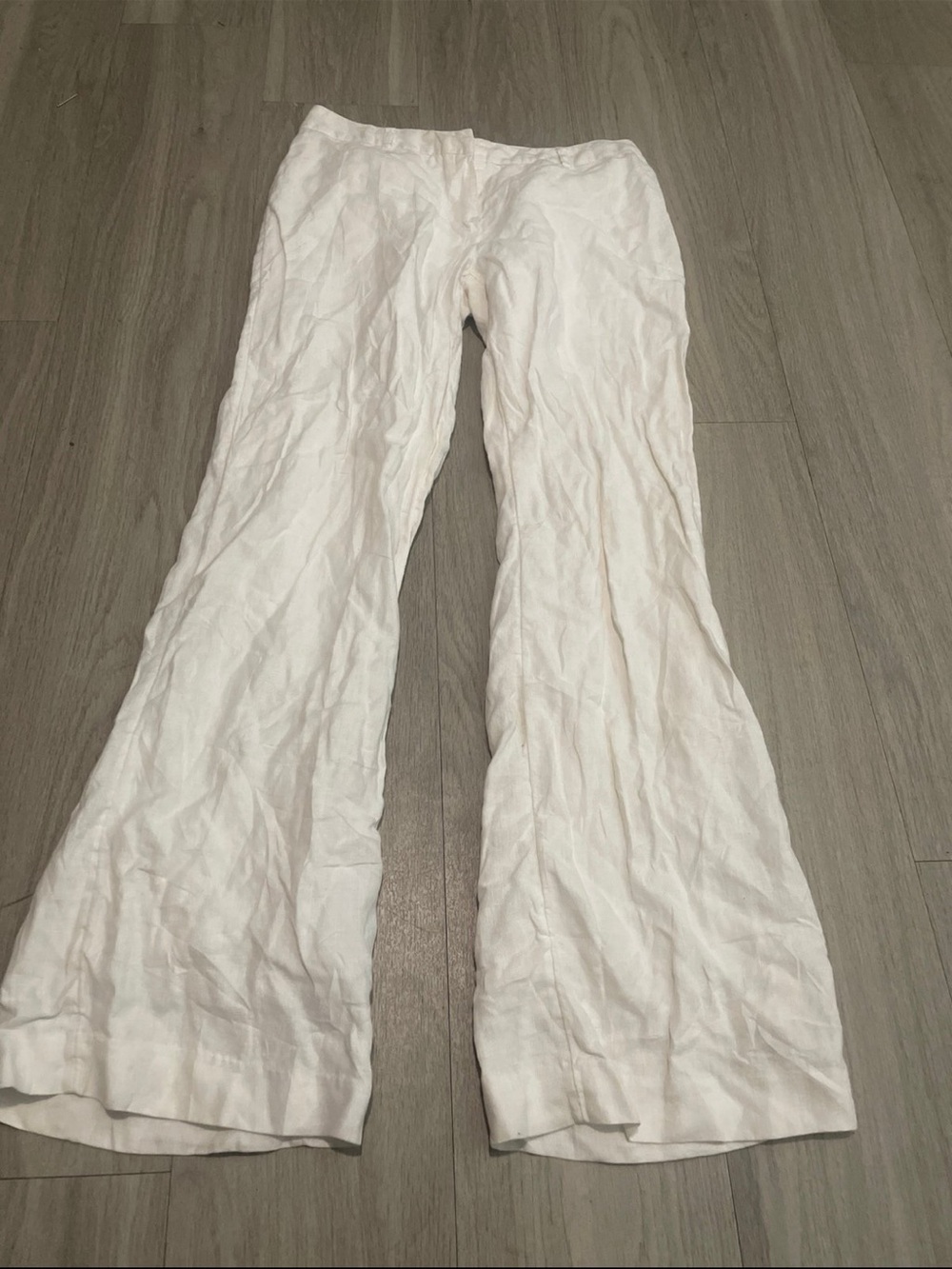 Isaac Mizrahi Cream Wide-Leg Linen Pants